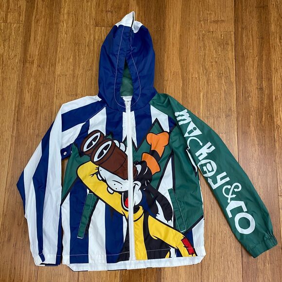 Disney Mickey & Co Jacket Windbreaker Zip Up Hooded Goofy Donald Duck Size 9/10 - Picture 1 of 13